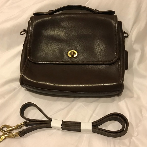 Coach Handbags - Coach Vintage Brown All Leather mini Court Bag